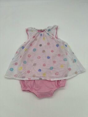 Absorba Paris Baby Girl Pink Polka Dot Multicolor Dress 3-6 Months